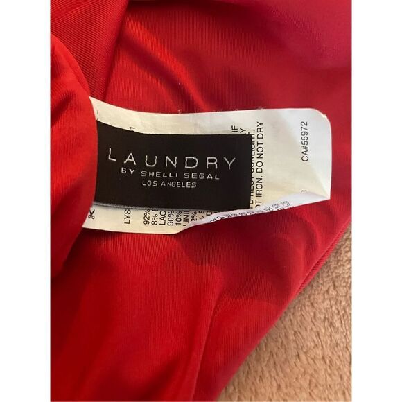 Laundry by Shelli Segal One Piece Lace Trim Red ( spice) Swimsuit Size M - Picture 9 of 13